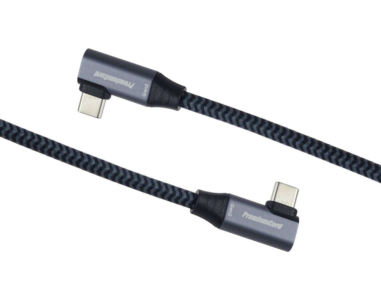 PremiumCord USB-C 2x zahnutý kabel