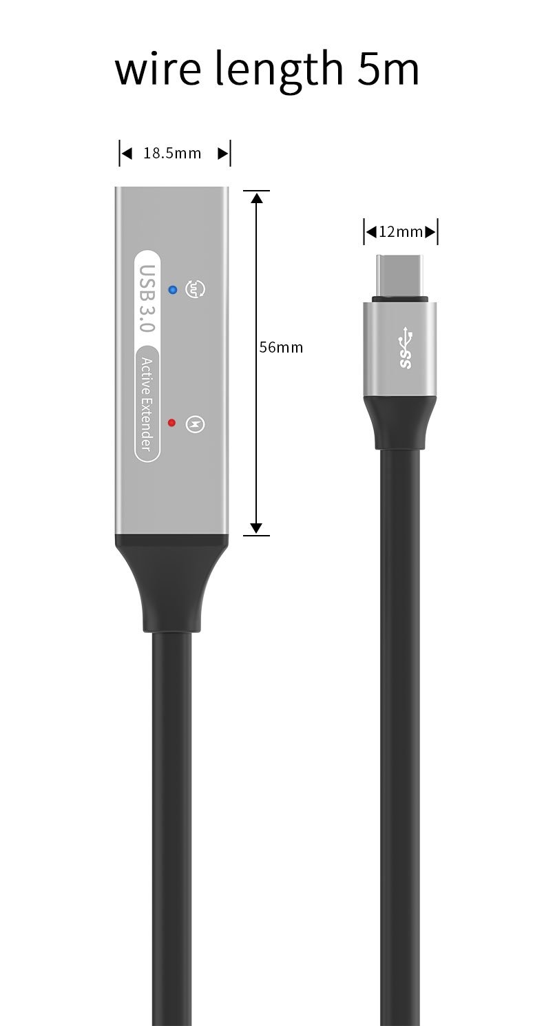 PremiumCord USB-C repeater a prodlužovací kabel Male-Female, 5Gbps Aluminium 5m