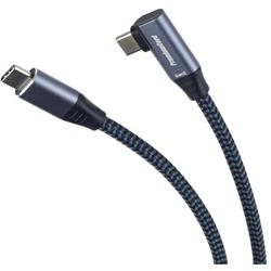 PremiumCord USB-C zahnutý kabel ( USB 3.2 GEN 2x2, 5A, 100W, 20Gbit/s ) 1m hliníkové krytky konektorů, bavlněný oplet