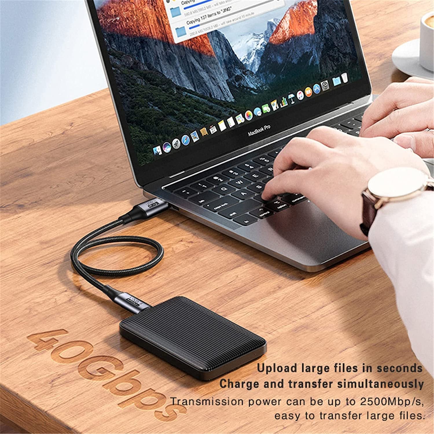 PremiumCord USB4 Gen 3x2 40Gbps 8K 60Hz 240W Thunderbolt 3 kabel 0,3m