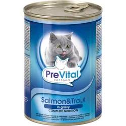PreVital kočka losos a pstruh v omáčce, kousky 415 g