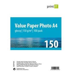 Print IT Value papír Photo A4 150 g/m2 Glossy 100pck/BAL PI-92 - Spotřební materiál