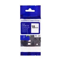 PRINTLINE kompatibilní páska s Brother HSe-241, 18mm, černý tisk/ bílý podklad, bužírka