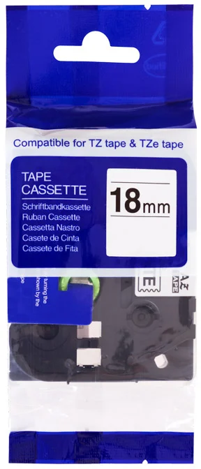 PRINTLINE kompatibilný páska s Brother TZE-FX241,18mm, čierna tlač/biela podklad, flexibilný PLTB73