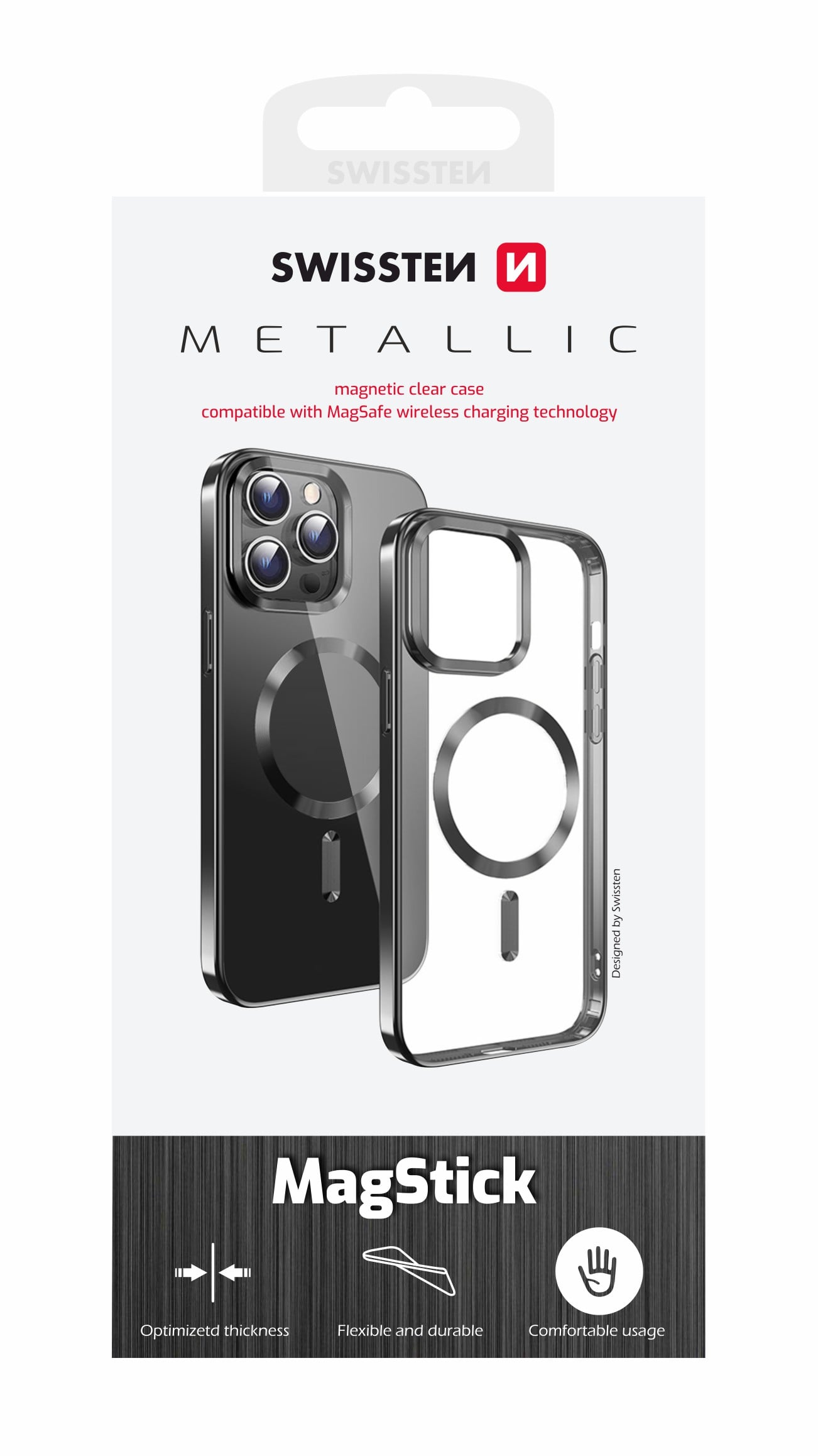 Puzdro Swissten Clear Jelly MagStick pre iPhone 14 Pro Max, čierne