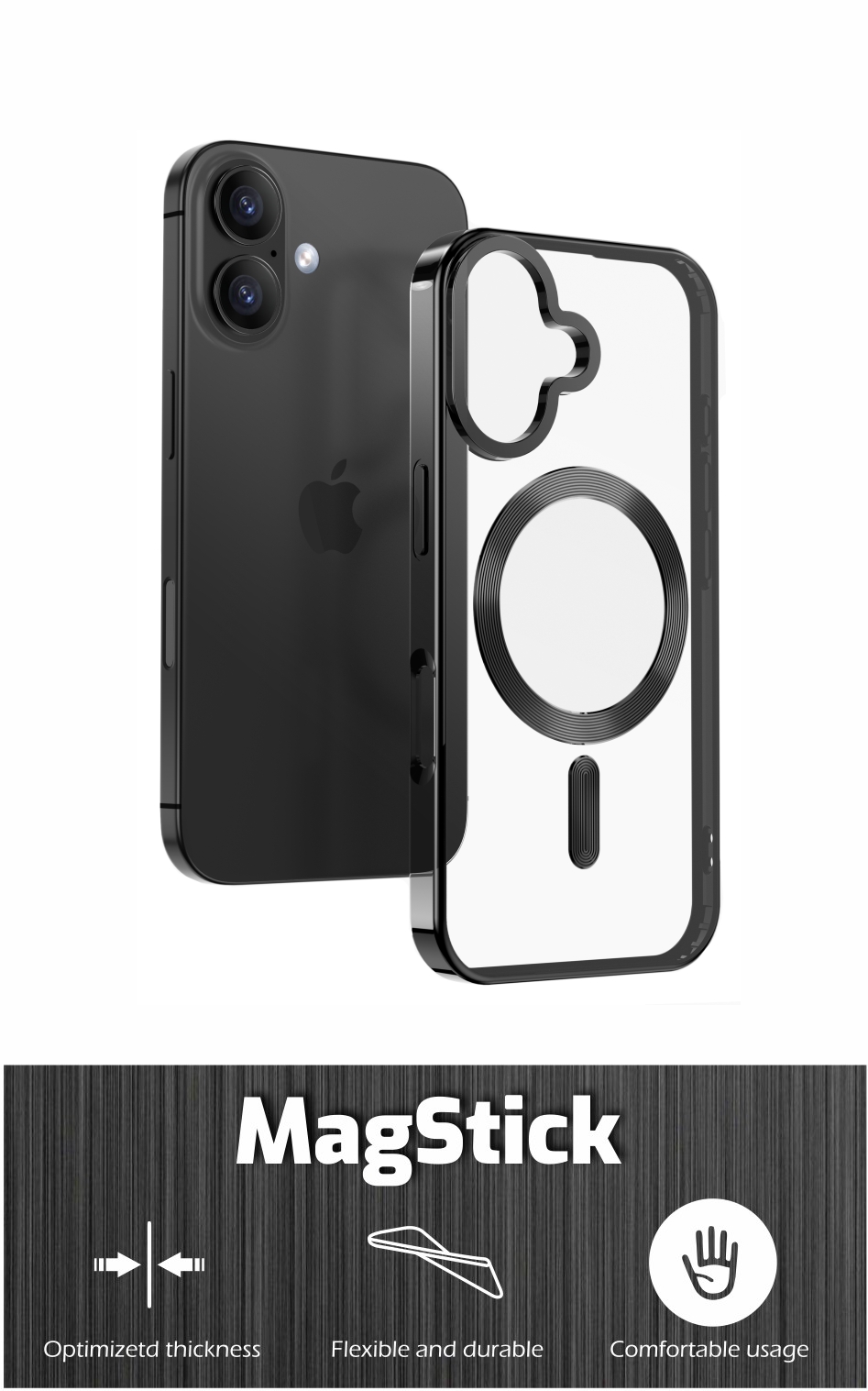 Puzdro Swissten Clear Jelly MagStick pre iPhone 17 Pro Max, čierne