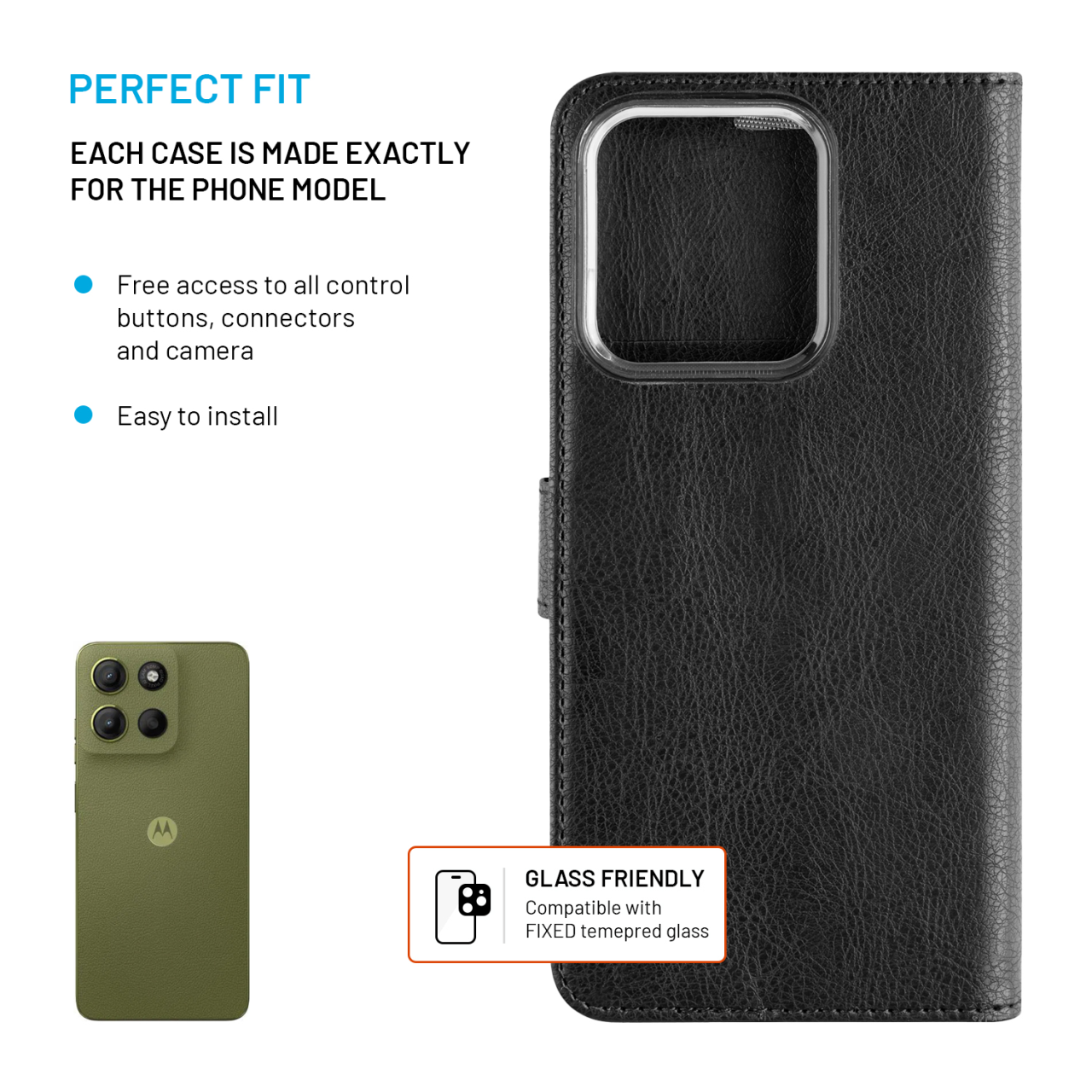 Puzdro typu kniha FIXED Opus pre Motorola Moto G15/Power, čierne