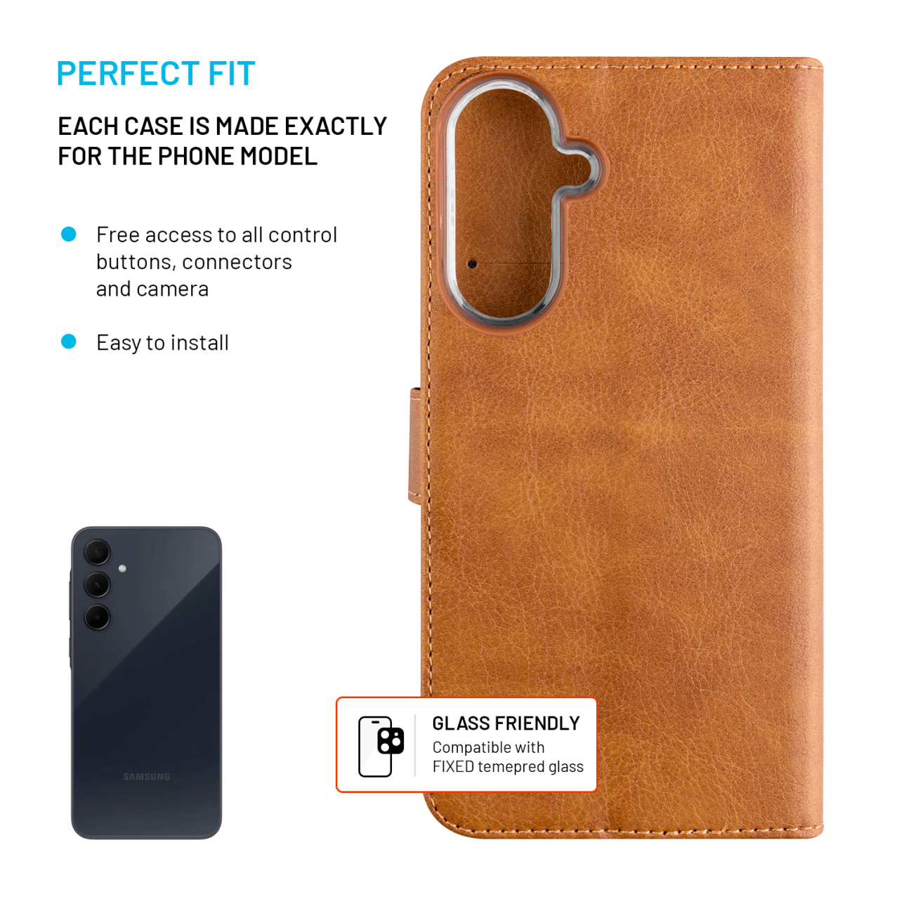 Puzdro typu kniha FIXED Opus pre Samsung Galaxy A36 5G/A56 5G, hnedé