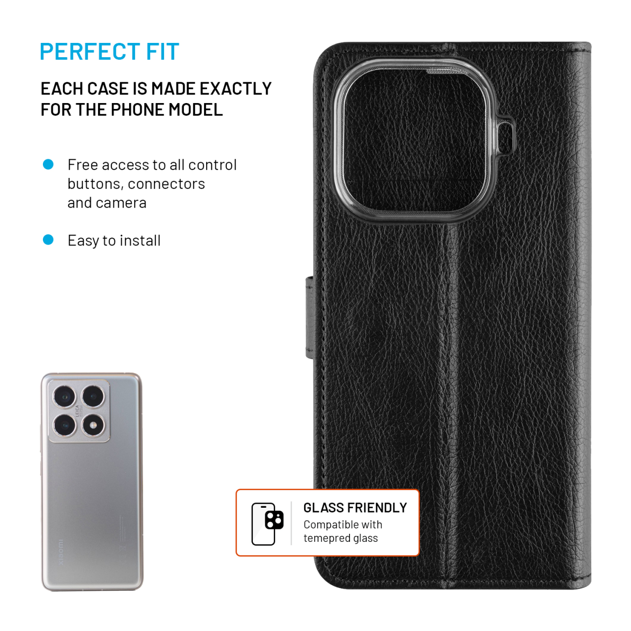 Puzdro typu kniha FIXED Opus pre Xiaomi 15T Pro, čierne