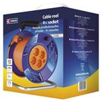 PVC predlžovací kábel na bubne - 4 zásuvky, 20 m, 1 mm2