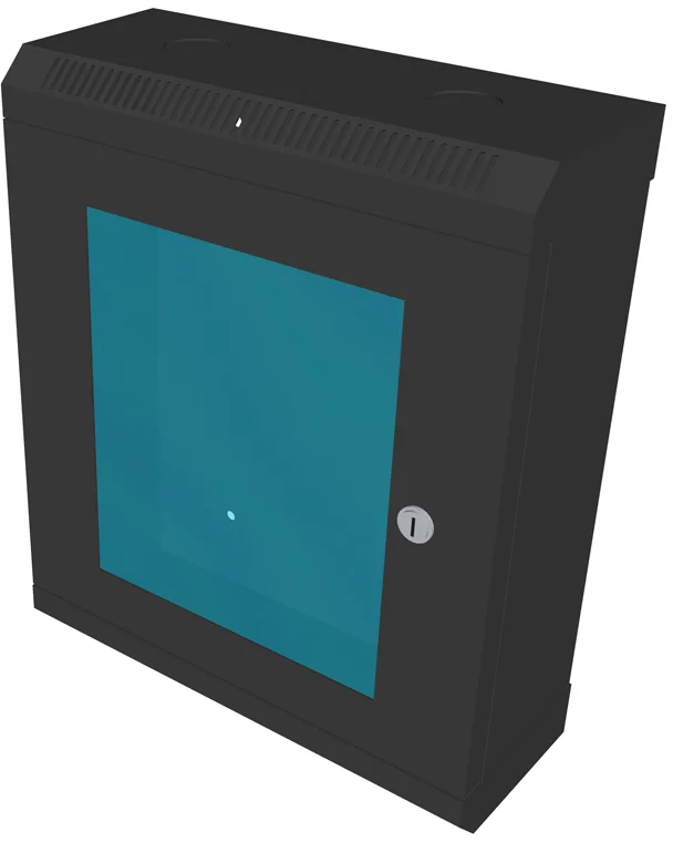 RACK DATACOM 10" nástěnný rozvaděč 9U/140 mm (sklo) černý