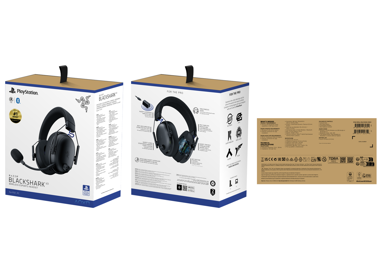 Razer BlackShark V3 pre PlayStation - čierny