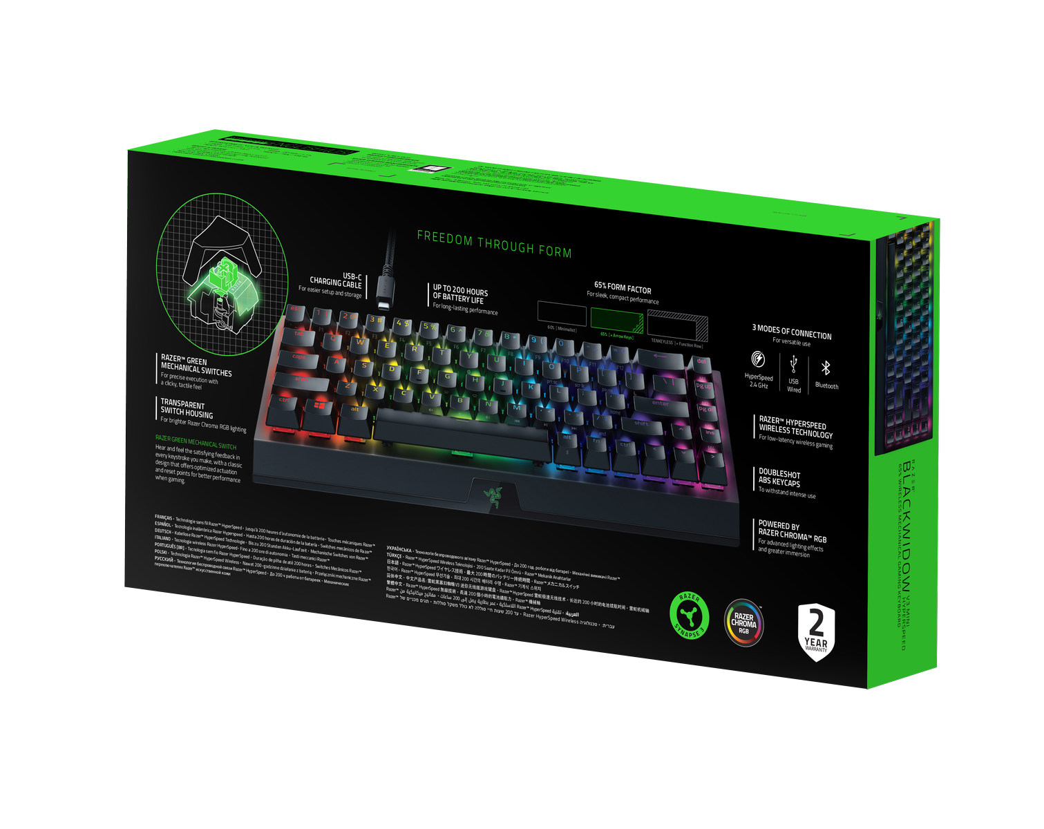 Razer BlackWidow V3 Mini HyperSpeed (zelené spínače), USA