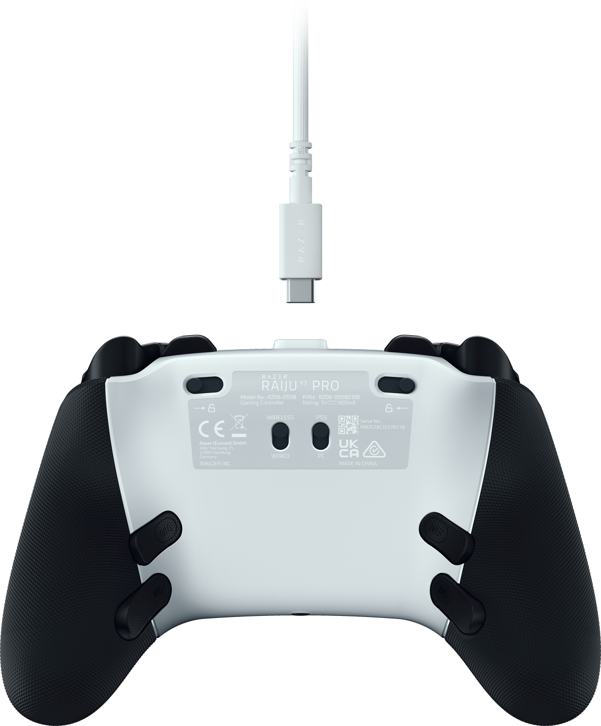 Razer Raiju V3 Pro pre PS5 a PC - biely