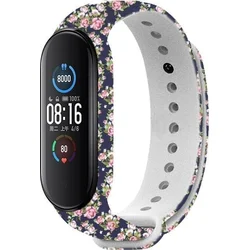 Remienok RhinoTech pre Xiaomi Mi Band 6, modrý - motív ruže