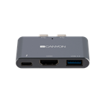 Replikátor portov CANYON DS-1, 3v1, pre Apple Macbook s Thunderbolt 3 (USB-C 100 W)