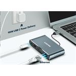 Replikátor portov CANYON DS-14 8v1, 1xUSB-C PD 100W, 1xHDMI (4K), VGA, 3xUSB-A 3.0, RJ45 Gb, 3,5mm jack