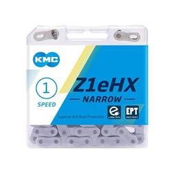 Řetěz KMC Z1 eHX E-bike EPT, šedý v krabičce - 128 článků narrow, vnitřní šířka 4,6 mm