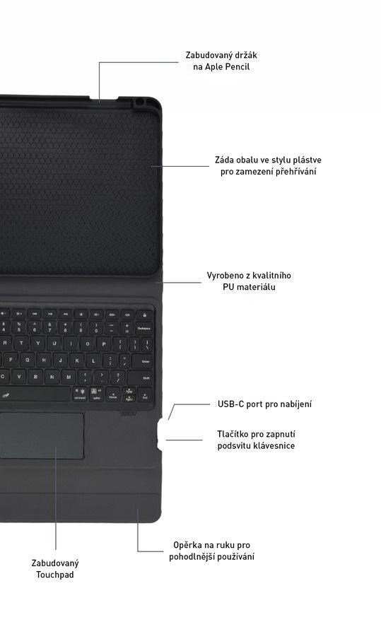 RhinoTech pouzdro s klávesnicí na Apple iPad 10.2" (2019/2020/2021), Apple iPad Air 10.5" (2019) CZ černá