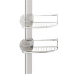 Rohová tyč s nastavitelnými poličkami do sprchy Simplehuman, nerez / hliník, 152 -243cm