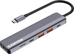 Rozbočovač CANYON DS-17 6v1 4k USB-C sivý
