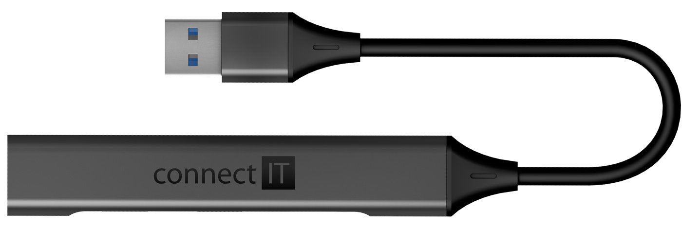 Rozbočovač Connect IT USB-A, (1xUSB-A 3.0, 3xUSB-A 2.0), externý, antracitová