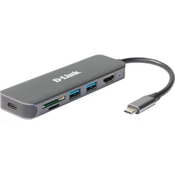 Rozbočovač D-Link 6 v 1 USB-C s HDMI/čítačkou kariet/prívodom napájania