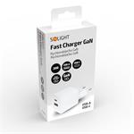 Rýchla nabíjačka Solight USB-C + USB-A GaN 20W PD