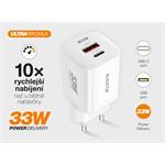 Rychlá nabíječka ALIGATOR GaN, PD 33W, USB-C/USB-C kabel, bílá