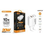 Rychlá nabíječka Aligator PD 20W USB-C + USB, bílá