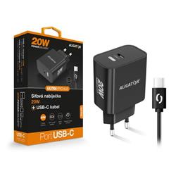 Rychlá nabíječka ALIGATOR PD 20W USB-C, USB-C/USB-C, černá