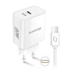 Rychlá nabíječka ALIGATOR PD 20W USB-C, USB-C/USB-C kabel, bílá