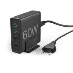 Rýchla stolová nabíjačka USB Hama, 2x USB-C PD/QC, 2x USB-A, 60 W