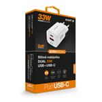 Rýchlonabíjačka ALIGATOR GaN, PD 33W USB + USB-C, biela