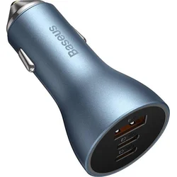 Rychlonabíječka do auta Baseus Triple USB+2xUSB-C 65W světle modrá