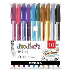 Sada gélových pier "Doodler'z Glitter", 10 trblietavých farieb, 0,33 mm, ZEBRA 02619