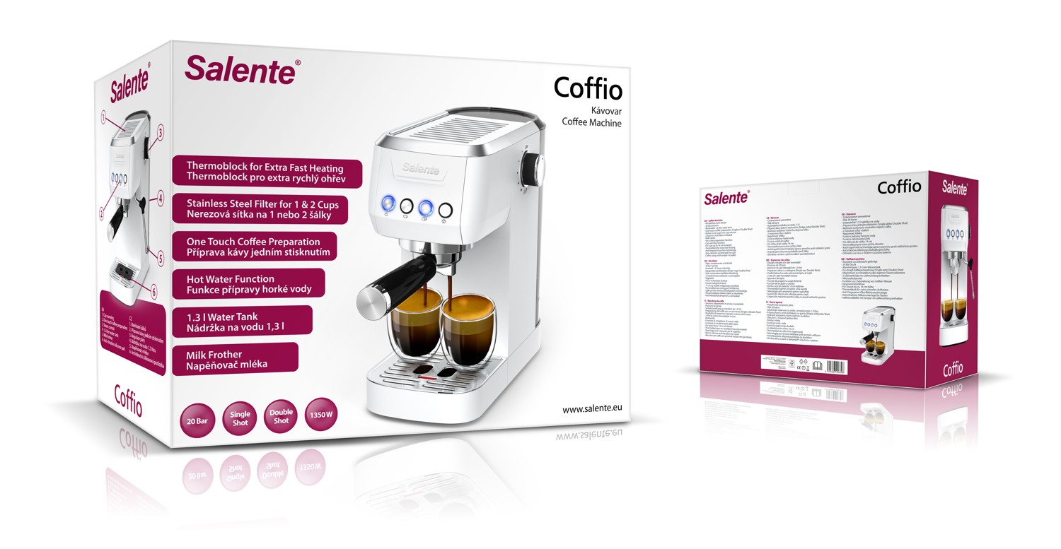 Salente Coffio, pákový kávovar, bílý