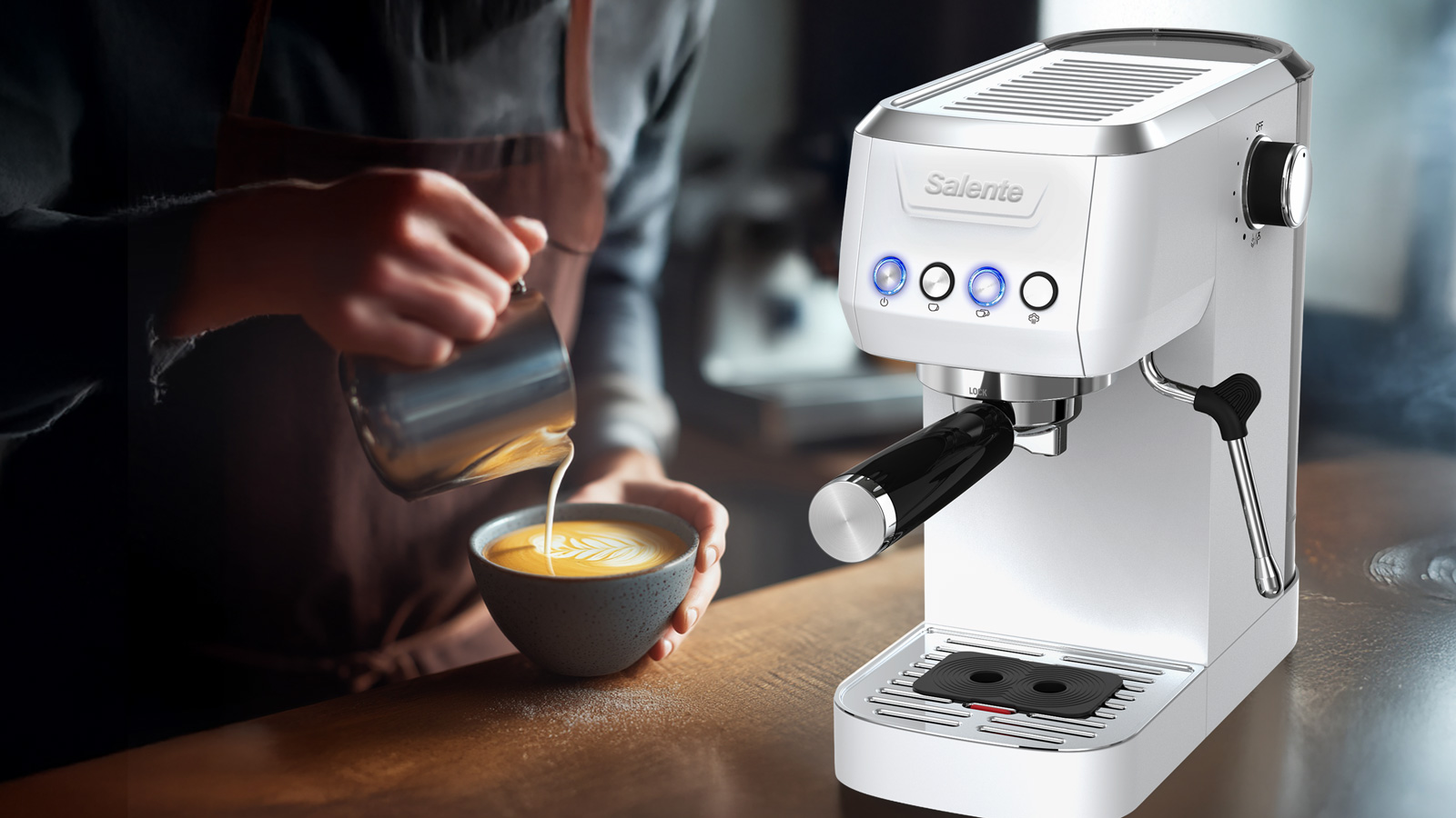 Salente Coffio, pákový kávovar, bílý