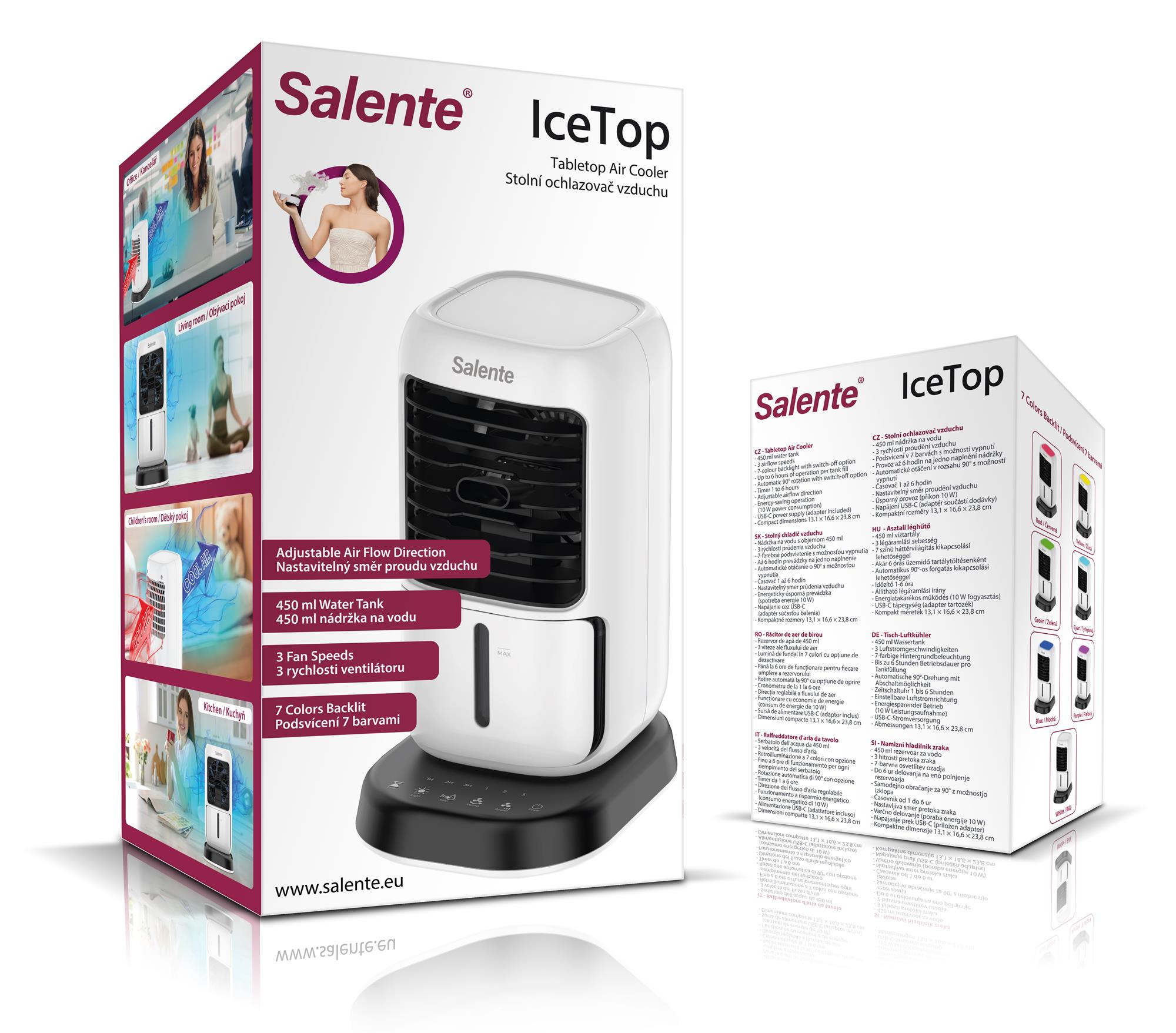 Salente IceTop, chladnička/ventilátor/vlhčovač, biela