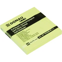 Samolepicí bloček, 76x76 mm, 100 lístků, DONAU "ECO", žlutá