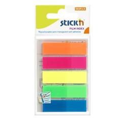 Samolepicí záložky, mix neon. barev, 45x12 mm, 5x25 listů, plast., STICK N 21050
