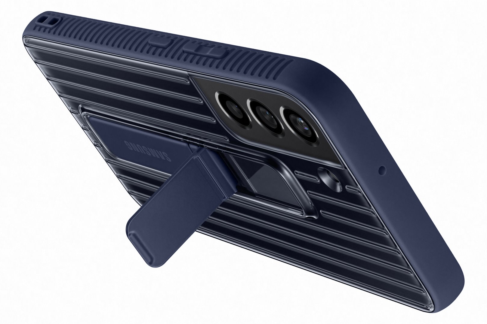 Samsung tvrzený ochranný zadní kryt se stojánkem EF-RS901C pro Galaxy S22 modrý