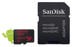 SanDisk microSDXC Ultra Android 200GB 90MB/s Class 10 + Adapter