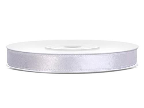 Saténová stuha, biela, 6 mm, 25 m