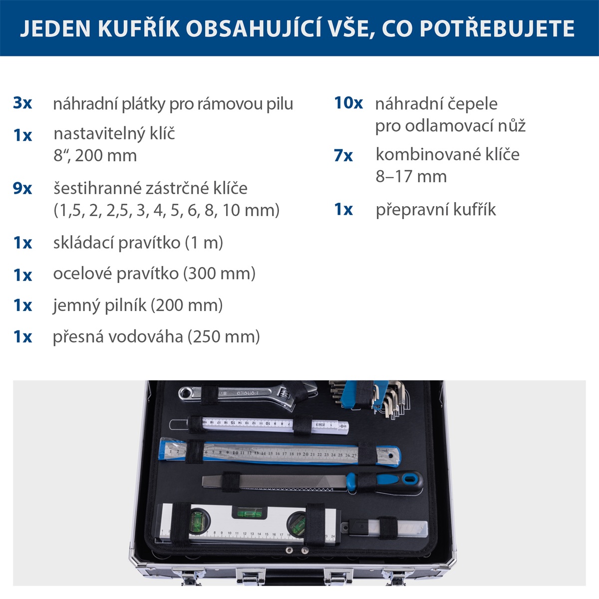 Scheppach Hliníkový kufr s náradím, 141 dielov TB 200