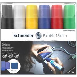SCHNEIDER Akrylová fixka "Paint-It 330", sada 6 farieb, 15 mm