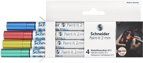 SCHNEIDER Akrylový popisovač "Paint-It 011", 4 různé kovové barvy, sada, 2 mm ML01111502