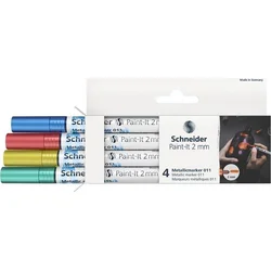 SCHNEIDER Akrylový popisovač "Paint-It 011", 4 různé kovové barvy, sada, 2 mm ML01111502