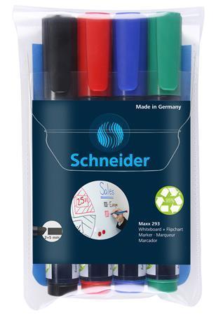 SCHNEIDER Popisovač na biele tabule a flipchart "Maxx 293", 4 farby, 1-4 mm, klinový hrot