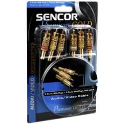 SENCOR 3x Cinch/RCA konektor - 3x Cinch/RCA konektor, pozlacený, délka 1,5 m